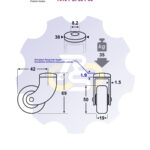 D50 H69 35KG Pasukamas ratukas su stabdžiu, su kiauryme varžtui M8