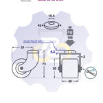 D50 H73 100KG Pasukamas ratukas su kiauryme varžtui M8, M10