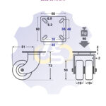 D50 H73 90KG Pasukamas ratukas su plokštele 60x60