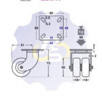 D50 H73 80KG Pasukamas ratukas su plokštele 60x60