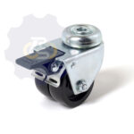 D50 H73 90KG Pasukamas ratukas su stabdžiu, su kiauryme varžtui M8, M10