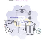 D50 H73 80KG Pasukamas ratukas su stabdžiu, su kiauryme varžtui M8, M10