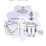 D50 H73 70KG Pasukamas ratukas su stabdžiu, su kiauryme varžtui M8, M10
