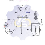D50 H73 90KG Pasukamas ratukas su stabdžiu, su plokštele 60x60