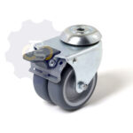 D75 H99 100KG Pasukamas ratukas su stabdžiu, su kiauryme varžtui M8, M10