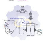 D75 H99 100KG Pasukamas ratukas su stabdžiu, su kiauryme varžtui M8, M10