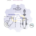 D50 H70 50KG Pasukamas ratukas su kiauryme varžtui M8, M10