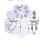 D50 H70 50KG Pasukamas ratukas su plokštele 60x60