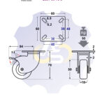 D50 H70 50KG Pasukamas ratukas su stabdžiu, su plokštele 60x60