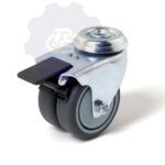 D75 H100 150KG Pasukamas ratukas su stabdžiu, su kiauryme varžtui M10, M12