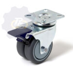 D75 H103 150KG Pasukamas ratukas su stabdžiu, su plokštele 77x67