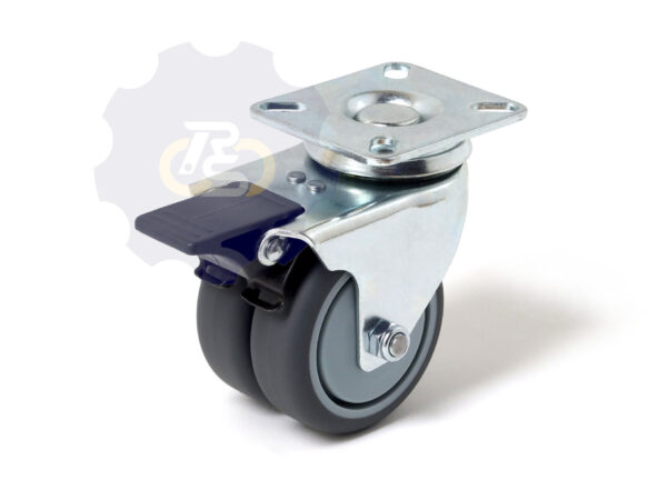 D75 H103 150KG Pasukamas ratukas su stabdžiu, su plokštele 77x67