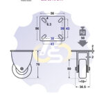 D50 H70 50KG Fiksuotas ratukas su plokštele 56x56