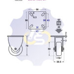 D50 H70 40KG Fiksuotas ratukas su plokštele 56x56