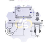 D125 H160 100KG Pasukamas ratukas su plokštele 77x67