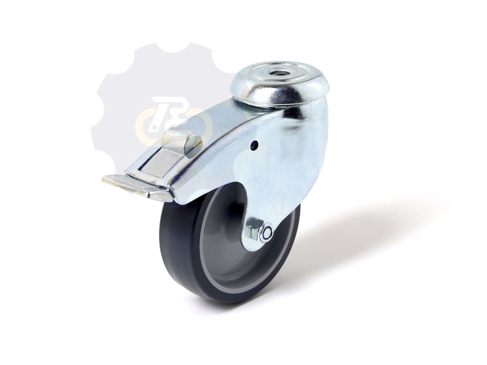 D100 H135 80KG Pasukamas ratukas su stabdžiu, su kiauryme varžtui M10