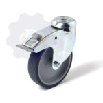 D125 H160 100KG Pasukamas ratukas su stabdžiu, su kiauryme varžtui M10, M12