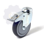 D125 H160 110KG Pasukamas ratukas su stabdžiu, su kiauryme varžtui M10, M12