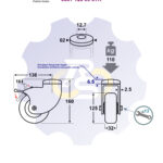 D125 H160 110KG Pasukamas ratukas su stabdžiu, su kiauryme varžtui M10, M12