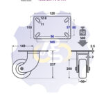 D200 H237 500KG Pasukamas ratukas su plokštele 128x110