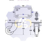 D100 H125 140KG Pasukamas ratukas su plokštele 105x80