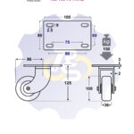 D100 H125 150KG Pasukamas ratukas su plokštele 105x80