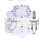 D160 H190 350KG Pasukamas ratukas su plokštele 135x110