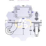 D160 H190 350KG Pasukamas ratukas su plokštele 135x110