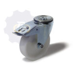 D125 H154 200KG Pasukamas ratukas su stabdžiu, su kiauryme varžtui M10, M12