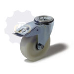 D125 H154 200KG Pasukamas ratukas su stabdžiu, su kiauryme varžtui M10, M12