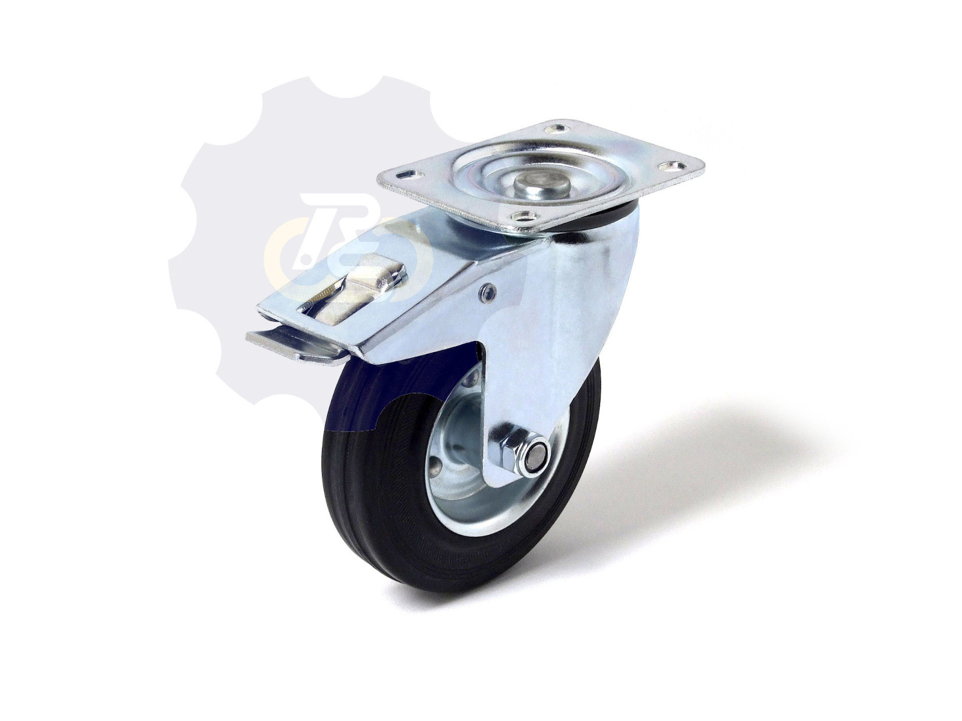 D125 H155 100KG Pasukamas ratukas su stabdžiu, su plokštele 105x80