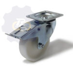 D150 H185 350KG Pasukamas ratukas su stabdžiu, su plokštele 135x110