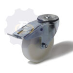 D160 H185 300KG Pasukamas ratukas su stabdžiu, su kiauryme varžtui M12