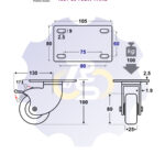 D80 H100 100KG Pasukamas ratukas su stabdžiu, su plokštele 105x80