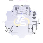 D100 H125 180KG Fiksuotas ratukas su plokštele 100x85