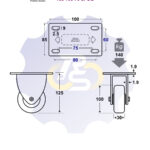 D100 H125 140KG Fiksuotas ratukas su plokštele 100x85