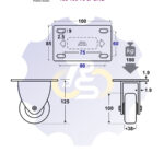 D100 H125 180KG Fiksuotas ratukas su plokštele 100x85