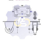 D125 H155 200KG Fiksuotas ratukas su plokštele 100x85
