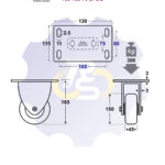 D150 H185 300KG Fiksuotas ratukas su plokštele 138x115
