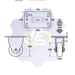 D160 H190 350KG Fiksuotas ratukas su plokštele 138x115