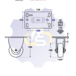 D160 H190 135KG Fiksuotas ratukas su plokštele 138x115