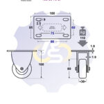D80 H100 110KG Fiksuotas ratukas su plokštele 100x85