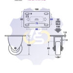 D80 H100 150KG Fiksuotas ratukas su plokštele 100x85