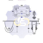 D80 H100 50KG Fiksuotas ratukas su plokštele 100x85