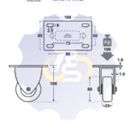 D80 H100 100KG Fiksuotas ratukas su plokštele 100x85