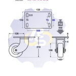 D150 H185 350KG Pasukamas ratukas su plokštele 135x110