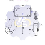 D80 H108 300KG Pasukamas ratukas su plokštele 105x80