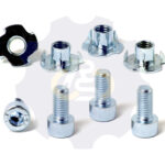 4 vienetai – M10x20 Zn Varžtas cilindrine galva + 4 vienetai – NEM10 x 13 Įkalama veržlė