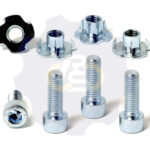 4 vienetai – M10x30 Zn Varžtas cilindrine galva + 4 vienetai – NEM10 x 13 Įkalama veržlė