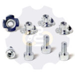 4 vienetai – M6 x 12 Zn Varžtas, cilindrine galva + 4 vienetai – NEM6x9 Įkalama veržlė